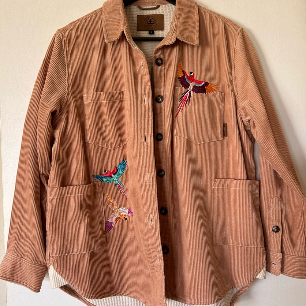 Embroidered Corduroy Jacket - Light Rose